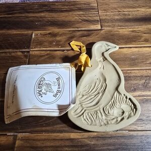 1986 Vintage Brown Bag Cookie Art Goose Mold with Ribbon and Recipe Book USA